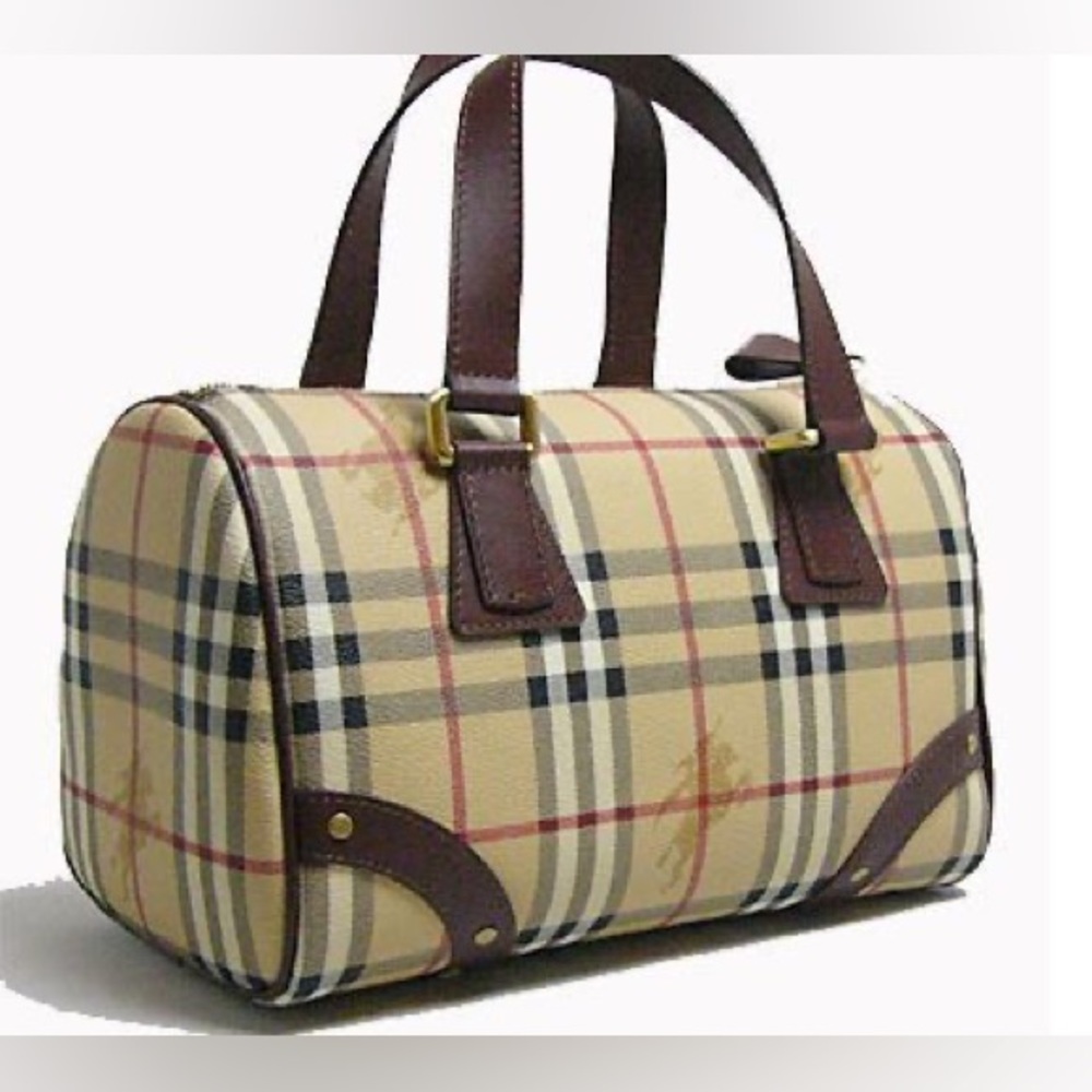 Burberry Beige and Brown Plaid Satchel